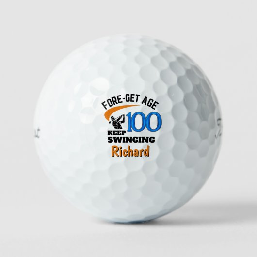 100th Birthday Golf Ball 100 Years Funny Gift Blue ゴルフボール (正面)