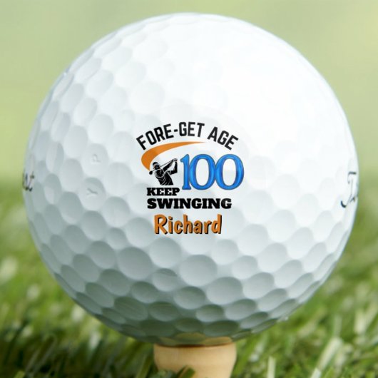 100th Birthday Golf Ball 100 Years Funny Gift Blue ゴルフボール