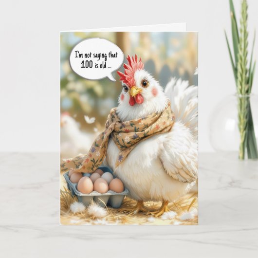 100th Birthday Hen With Eggs in Carton カード (正面)