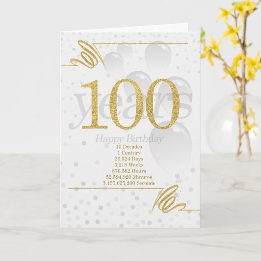 100th Birthday in Days Weeks Minutes with Name カード (黄色い花)