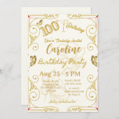 100th Birthday Milestone Elegant 招待状 (正面/裏面)