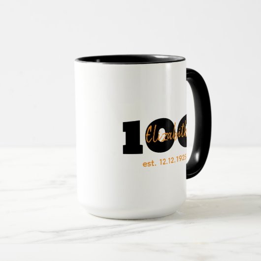 100th Birthday Mug,Milestone Gift,Name & Date マグカップ (正面右)