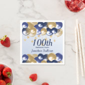 100th Birthday Navy Gold Balloons Party スタンダードカクテルナプキン (インサイチュ)
