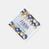 100th Birthday Navy Gold Balloons Party スタンダードカクテルナプキン (角)
