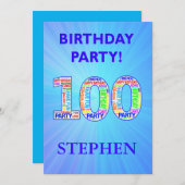 100th Birthday Partyへの招待の追加 招待状 (正面/裏面)