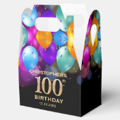 100th Birthday Partyブラック&金ゴールドバルーン フェイバーボックス (オープン)