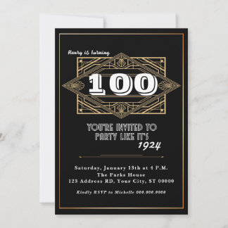 100th Birthday Party,ギャツビー,アールデコ 招待状