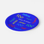 100th Birthday Party,繰り返し名,青 ペーパープレート (アングル)