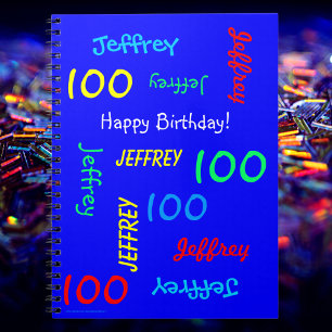 100th Birthday Party Blue Guest Book, Repeat Name ノートブック