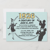 100th Birthday Party Card 1920s Speakeasy Flapper 招待状 (正面)