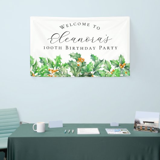 100th Birthday Party December Birth Flower Welcome 横断幕 (トレードショー)