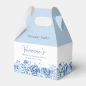 100th Birthday Party Dusty Blue Rose Floral フェイバーボックス (裏面サイド)