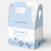 100th Birthday Party Dusty Blue Rose Floral フェイバーボックス (オープン)