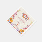 100th Birthday Party - Elegant Floral Number 100 スタンダードカクテルナプキン (角)
