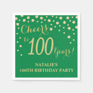100th Birthday Party Green and Diamond スタンダードカクテルナプキン