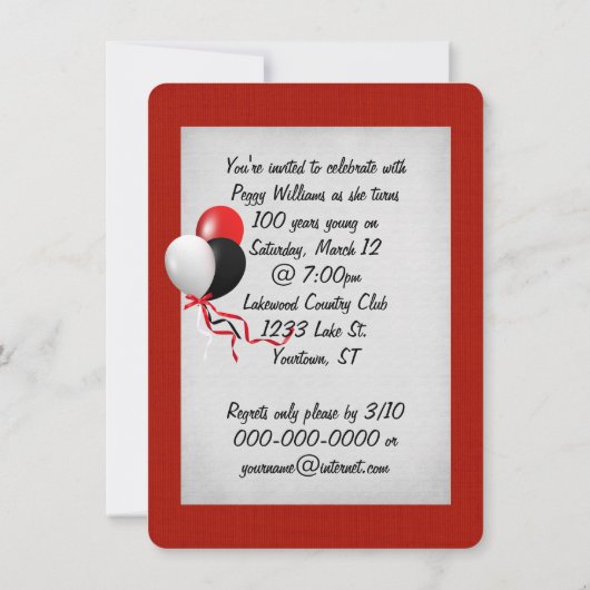 100th Birthday Party in spotlight 招待状 (裏面)