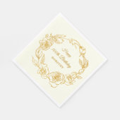 100th Birthday Party Luxe金ゴールドバラアイボリーカクテル スタンダードランチョンナプキン (角)