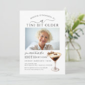 100th Birthday Party Photo Espresso Martini 招待状 (スタンド正面)