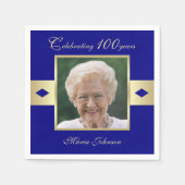 100th Birthday Party Photo on Navy Blue紙 スタンダードカクテルナプキン (正面)