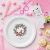100th Birthday Party Red Cardinal Wreath Custom ペーパープレート (パーティー)