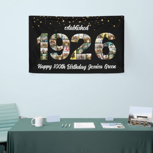 100th Birthday Photo Collage Established 1926 横断幕 (トレードショー)