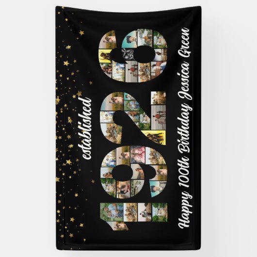 100th Birthday Photo Collage Established 1926 横断幕 (縦)