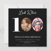 100th Birthday Photo Invitation | Number Collage 招待状 (正面)