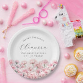 100th Birthday Pink Carnation January Birth Flower ペーパープレート (パーティー)