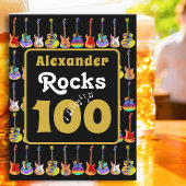 100th birthday Retro Groovy Guitar Personalized カード