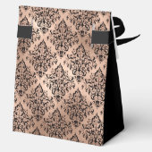 100th Birthday Rose Gold Damask Thank You フェイバーボックス (裏面)