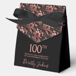 100th Birthday Rose Gold Floral Thank You フェイバーボックス