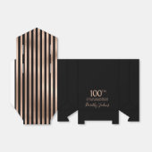 100th Birthday Rose Gold Striped Thank You フェイバーボックス (折り畳みなし)