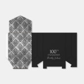 100th Birthday Silver Damask Thank You フェイバーボックス (折り畳みなし)