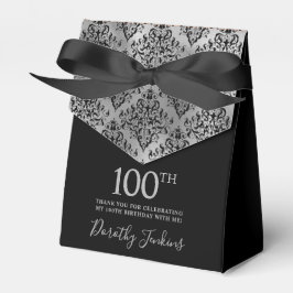 100th Birthday Silver Damask Thank You フェイバーボックス