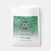 100th Birthday | Sparkling Green Gold Glitter フェイバーバッグ (正面)