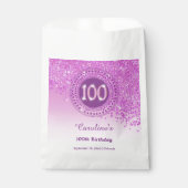 100th Birthday | Sparkling Pink Gold Glitter フェイバーバッグ (正面)