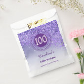 100th Birthday | Sparkling Purple Gold Glitter フェイバーバッグ (封をした状態)