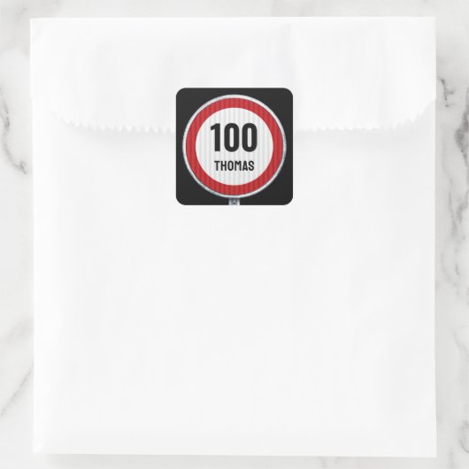 100th Birthday Speed Limit Sign - ANY AGE スクエアシール (バッグ)