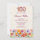  100th Birthday Wildflowers - Floral Number 招待状 (正面)