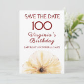 100th Birthday Yellow Flower, Modern Save the Date (スタンド正面)
