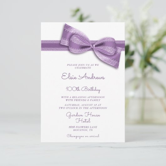 100th Centenarian Bow & Ribbon Birthday 招待状 (スタンド正面)