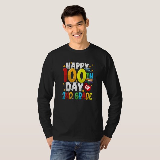 100th Day of 2nd Grade Teachers Kids Students Happ Tシャツ (正面フル)