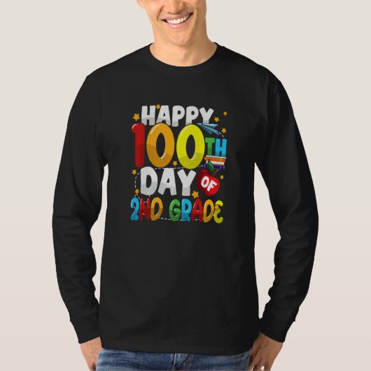 100th Day of 2nd Grade Teachers Kids Students Happ Tシャツ (正面)