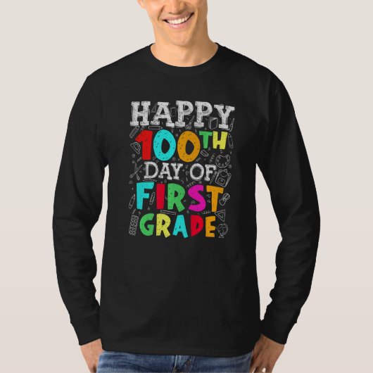 100th Day of First Grade Teachers Kids Child Happy Tシャツ (正面)
