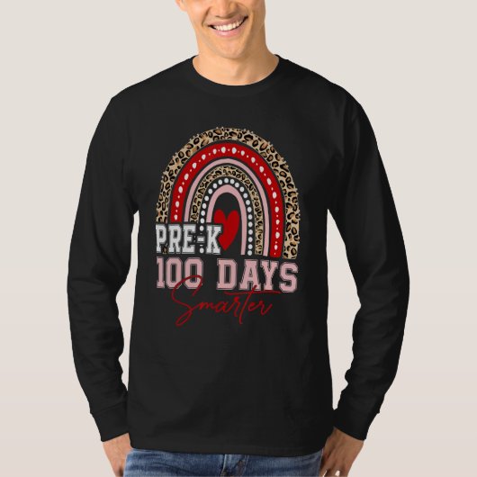 100th Day Of Pre K Teacher  100 Days Smarter Rainb Tシャツ (正面)