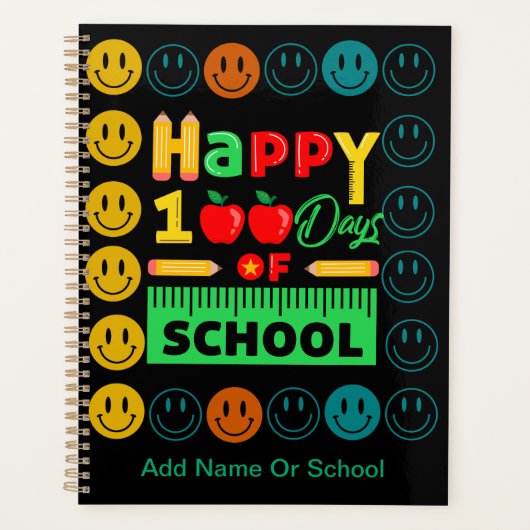 100th Day of Schoolかわいいスマイル顔 プランナー手帳 (正面)