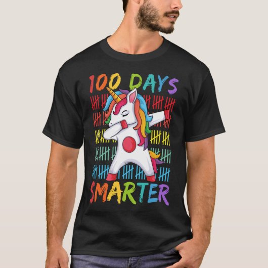 100th Day of Schoolユニコーン100日 頭が切れる Tシャツ (正面)