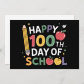 100th Day of School先生ハッピー100日 招待状 (正面/裏面)