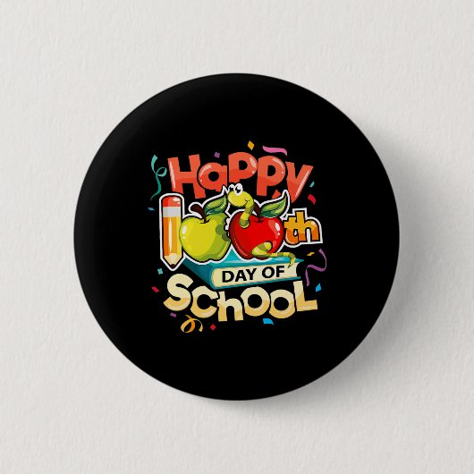 100th Day Of School先生レインボー100日 頭が切れる 缶バッジ (正面)