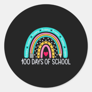 100th Day Of School先生100日レインボー ラウンドシール
